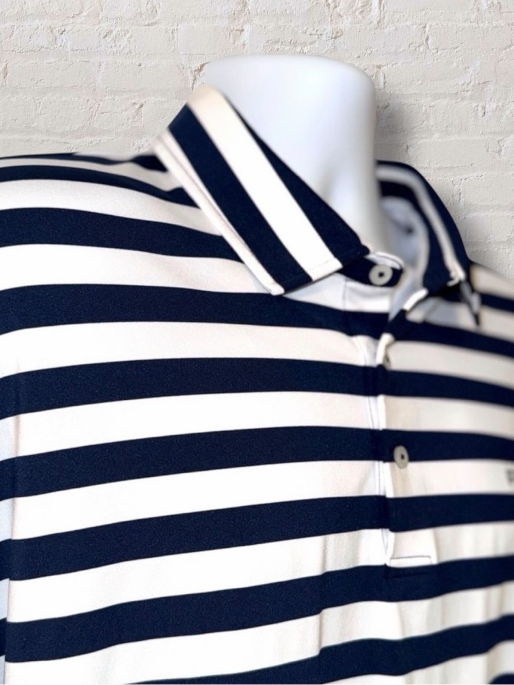 RLX Ralph Lauren XXL Navy White Stripe Golf Polo Performance Stretch - Picture 7 of 12